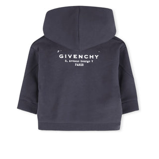 Givenchy Felpa Blu Con Zip E Cappuccio Per Neonato H31195/061
