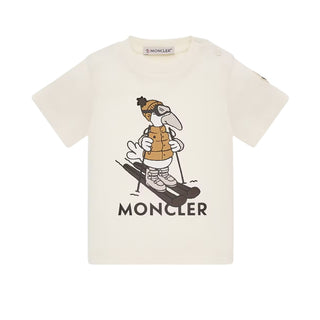 Moncler T-shirt Avorio Con Stampa L29518C00011-034 Per Neonato