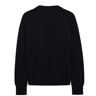 Amis Paris Cardigan nero in lana con Coeur UKC367.018N