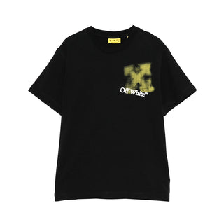 Off-White T-shirt nera in jersey a maniche corte con logo OBAA002F25JER0061018