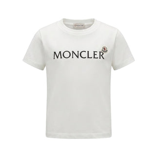 Moncler T-shirt Bianca In Jersey Con Logo L29548C00014-034 Per Bambini