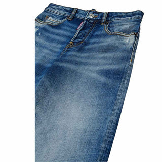 Dsquared2 Jeans Gamba Larga In Denim Blu DQ3577-D0AHR-DQ01 Per Bambina
