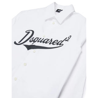 Dsquared2 Camicia Bianca In Popeline Con Logo DQ3225-D007D-DQ100