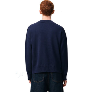 Amis Paris Cardigan Blu In Misto Cotone Unisex UKC380.KN0156/A116