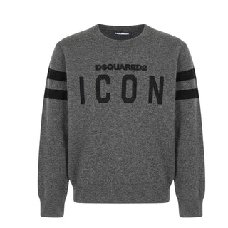 Dsquared2 Maglia Girocollo Grigia In Misto Lana Per Bambini DQ03PI