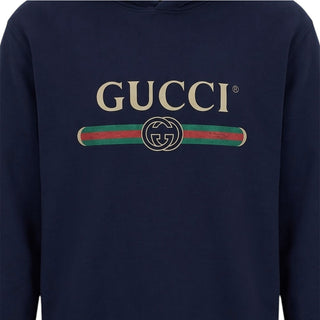 Gucci Felpa Blu Con Cappuccio In Misto Cashmere 864624-XJHT8-4002