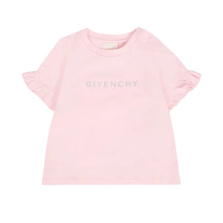Givenchy T-shirt avorio in jersey con logo argento H30903