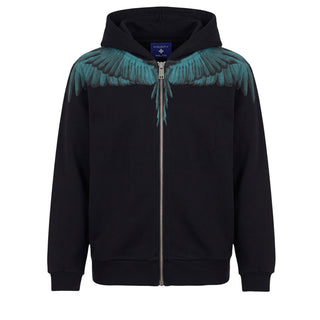 Marcelo Burlon Felpa Nera Con Zip E Cappuccio F6CMJUZH131-110 Per Bambini