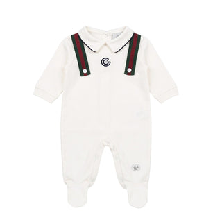 Gabriella Gucci Tutina Avorio In Cotone Con Logo TFG01S2 Per Neonato