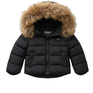 Blauer Giubbino Trapuntato Nero Con Pelliccia 26WBBXC02302-999 Amory Per Neonato