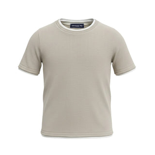 Emanuel Pris T-shirt In Filo Beige A Maniche Corte ETS3165RB