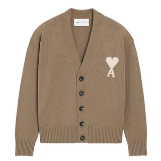 Amis Paris Cardigan Beige In Misto Cotone Unisex UKC380.KN0156/A117