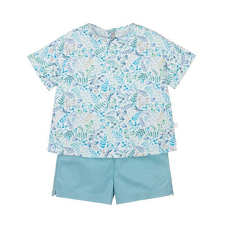 Il Gufo Completo due pezzi in popeline da bambina P24DP454C4120