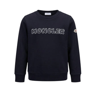 Moncler Felpa Girocollo Blu Navy Con Logo Per Bambini J29548G00028