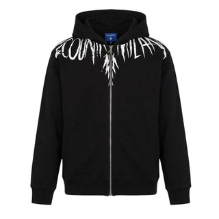 Marcelo Burlon Felpa Nera Con Zip E Cappuccio Per Bambini S6CMJBZH023-110
