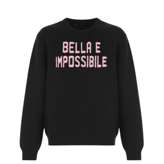 Mc2 Saint Barth Maglia nera in misto lana con scritta jacquard PRC0001-IMPO00