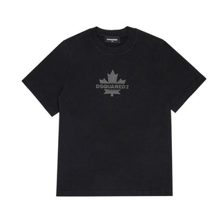Dsquared2 T-shirt In Jersey Nera Con Logo Frontale DQ2743-D0AC7-DQ900