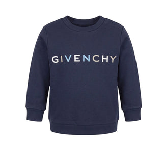 Givenchy Felpa Girocollo Blu Navy Per Neonato H30884