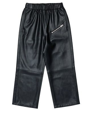 MM6 Maison Margiela Pantaloni in similpelle neri con logo M60837-MM01Y