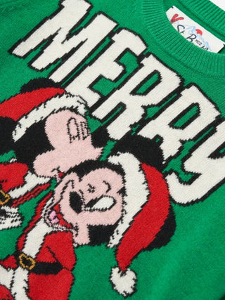 Mc2 Saint Barth Maglia verde in misto lana con Mickey Mouse e Minnie PRC0001 10218E