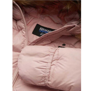 Blauer Giubbino trapuntato Amory con cappuccio e bordo in pelliccia 25WBBXC02450