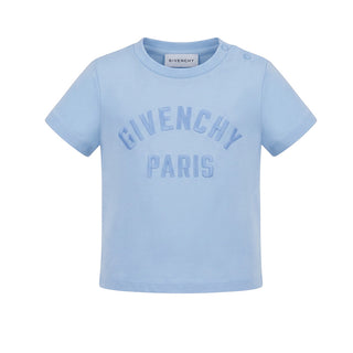 Givenchy T-shirt Celeste Con Logo Ricamato  H31286/789Per Neonato