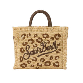 Mc2 Saint Barth Borsa Vanity Mini In Tessuto Effetto Paglia Con Motivo Leopardato VAMI009/00349L