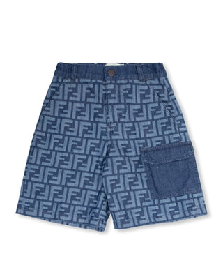 Fendi Bermuda in cotone con fantasia logo FF JMF461-AQSL