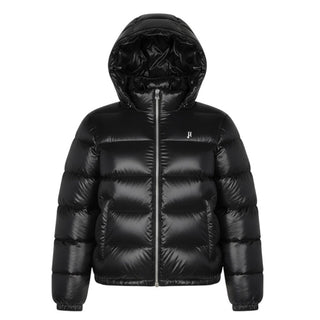 Herno Giubbino Bomber nero con cappuccio e logo PI00000