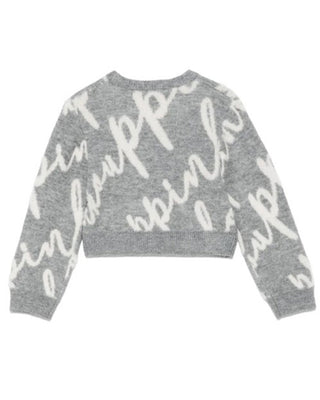 Pinko Maglia grigia cropped con logo jacquard F4PIBGJP123B