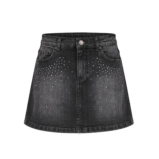 Barrow Gonna In Denim Nero Con Strass F6BKJGSK053-411 Per Bambina