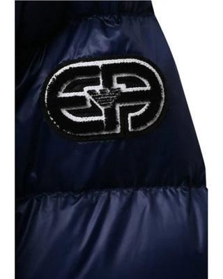 Emporio Armani Giubbino trapuntato blu con cappuccio e logo 6K4BJC