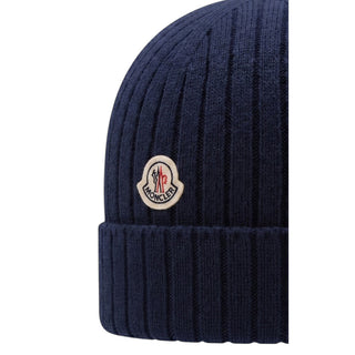 Moncler Cappello Blu Navy In Lana Vergine L29513B00006-742 Per Neonato