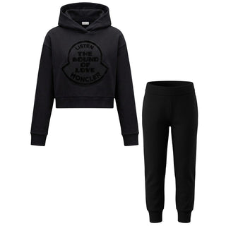 Moncler Tuta Nera In Cotone Per Bambina H29548M00001