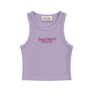 Mc2 Saint Barth Canotta A Costine Con Logo BLUE-03070F Per Bambina