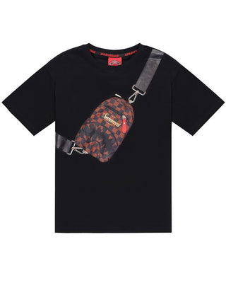 SPRAYGROUND T-shirt nera in jersey con marsupio SPY1361