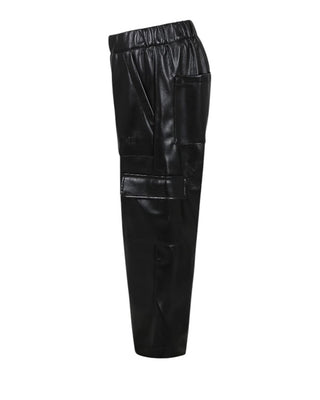 Msgm Pantaloni cargo neri in similpelle F4MSJGPA147