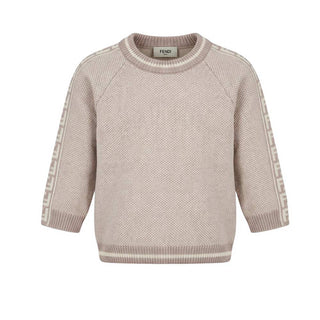Fendi Maglia Beige In Misto Cashmere Per Neonato BUG108