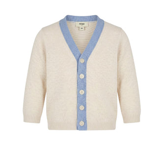 Fendi Cardigan Avorio In Cotone Per Neonato BMG011-25Z
