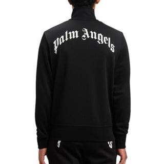 Palm Angels Felpa nera Track con logo curved PMBD089C99FAB0011003