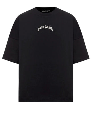 Palm Angels T-shirt in jersey nera con logo PMAA10BF25JER0011003