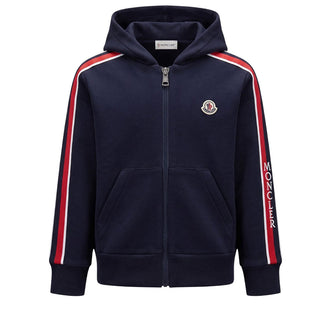 Moncler Felpa Blu Con Zip E Cappuccio Per Bambino I29548G00032