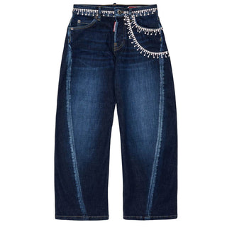 Dsquared2 Jeans Loose Fit Con Strass DQ3442-D0AHY-DQ01 Per Bambina