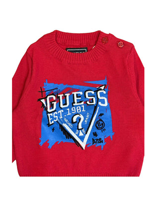 Guess Maglia girocollo in misto cotone con logo N4YR03Z2VV0