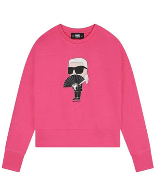 Karl Lagerfeld Felpa fucsia cropped con stampa Z30219