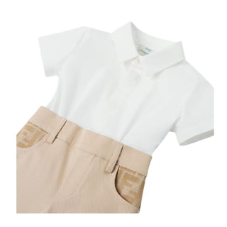 Fendi Completo Con Camicia E Pantaloncino Beige Per Neonato BML164-AS5Y