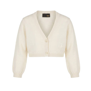 Fendi Cardigan Avorio In Misto Lana Per Neonata X49035-X1250