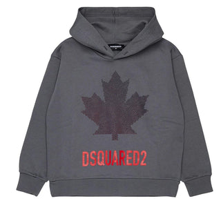 Dsquared2 Felpa Grigia Con Cappuccio E Stampa DQ3435-D0AJ6-DQ913 Per Bambino