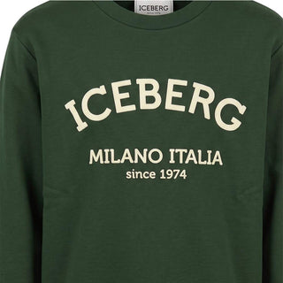 Iceberg Felpa Girocollo Verde Con Logo MFICE7334J-V8 Per Bambini