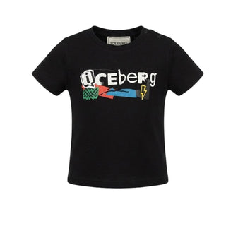 Iceberg T-shirt Nera Con Stampa Per Neonato TSICE6126B-V3